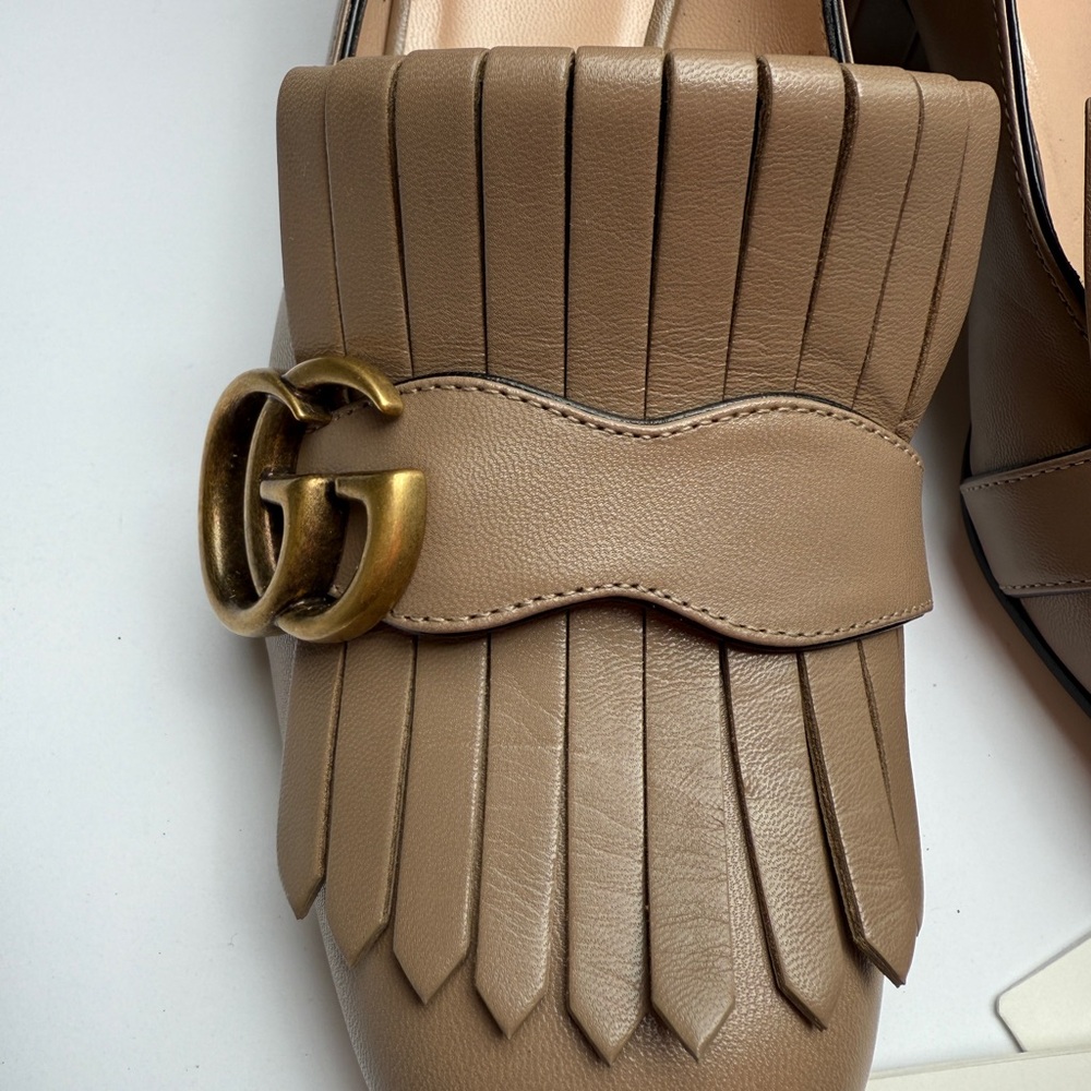 NWT Gucci Malaga Kid GG Marmont Fringe 50mm Loafer Pumps - Picture 5 of 16
